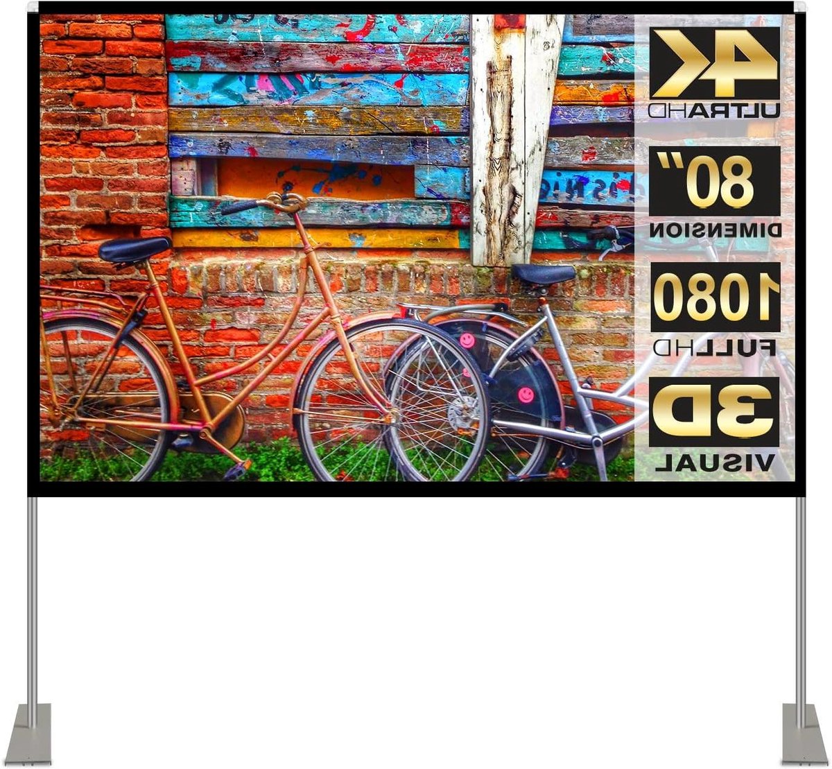 Projectorscherm met Standaard - Buiten Scherm - Film Avond - Opvouwbaar Anti-Vouw - 80 Inch - Wit