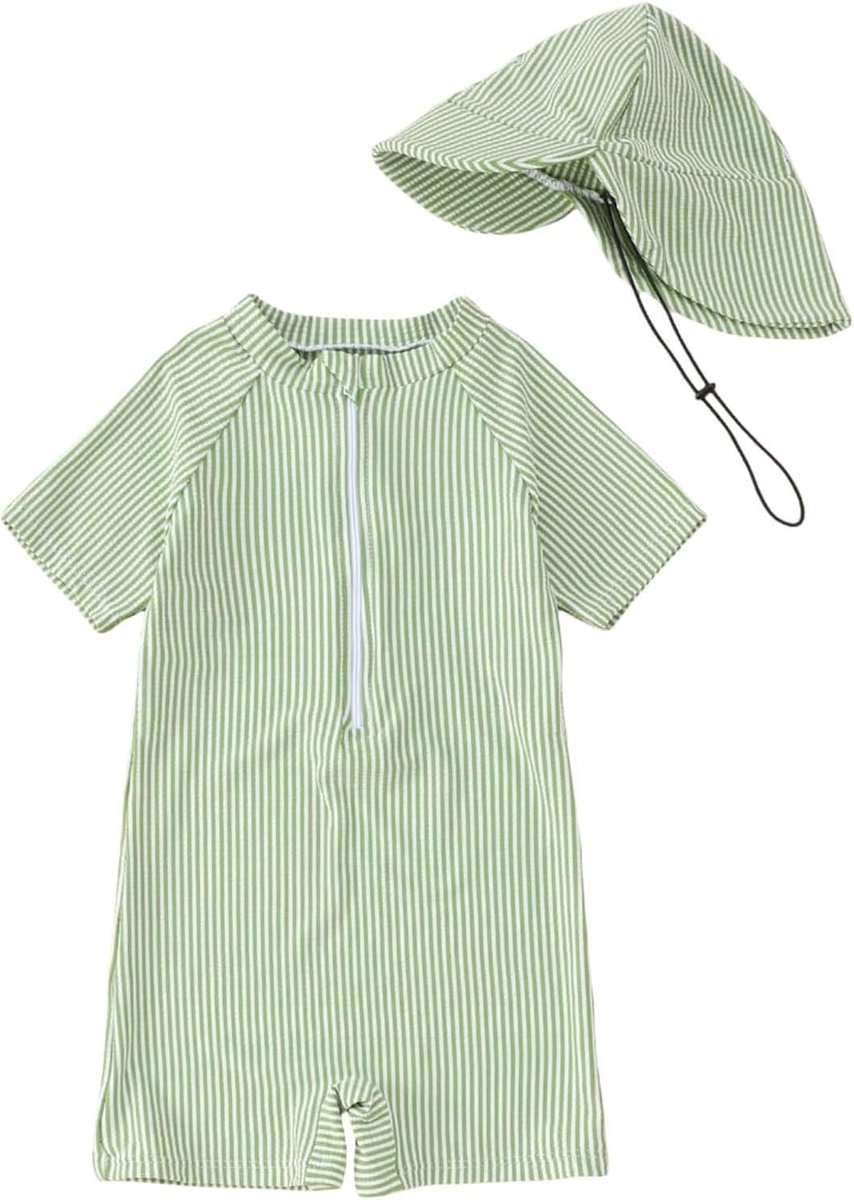 SnelShoppen - Zonnebescherming Kleding Kinderen Baby Jongens Badmode Set met Hoed Rash Guard Badpakken voor Peuters 0-3 Jaar Strand Zwembad Zomer Zwem