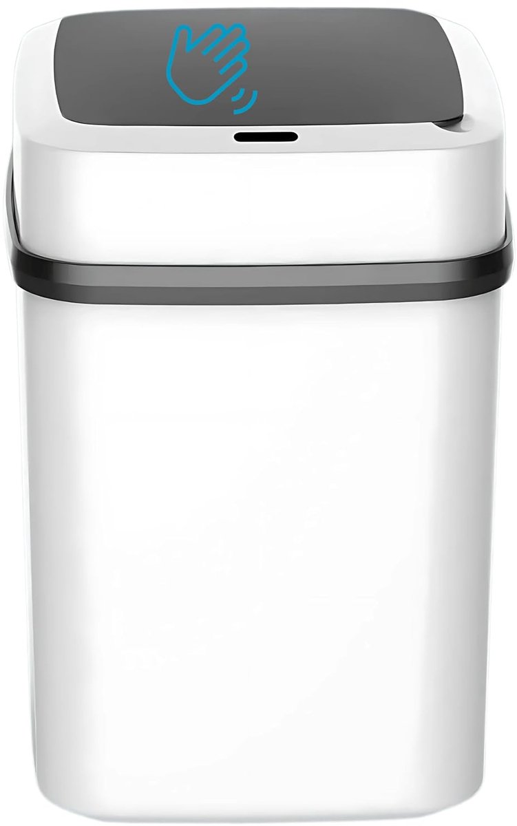 SnelShoppen - Premium Prullenbak met Sensor - 13 Liter Pedaalemmer Afvalbak met Deksel voor Badkamer, WC, Keuken, Slaapkamer, Aanrecht - Mini Vuilnisb