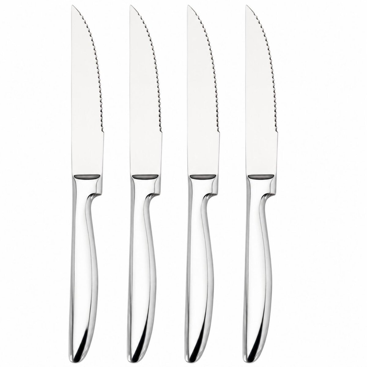 Excellent Houseware BBQ steakmessen set - 4x stuks - RVS - zilver - 22 cm - kartels - messenset - vleesmessen - bestek