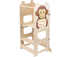 PIPIPOXER - 4-in-1 leertoren -Inklapbaar- Learning Tower -Montessori Leertoren-Keukentoren, Kindertrap, Tekenbord - Keukenhulp- Speeltafel-Kinder trapje-aap