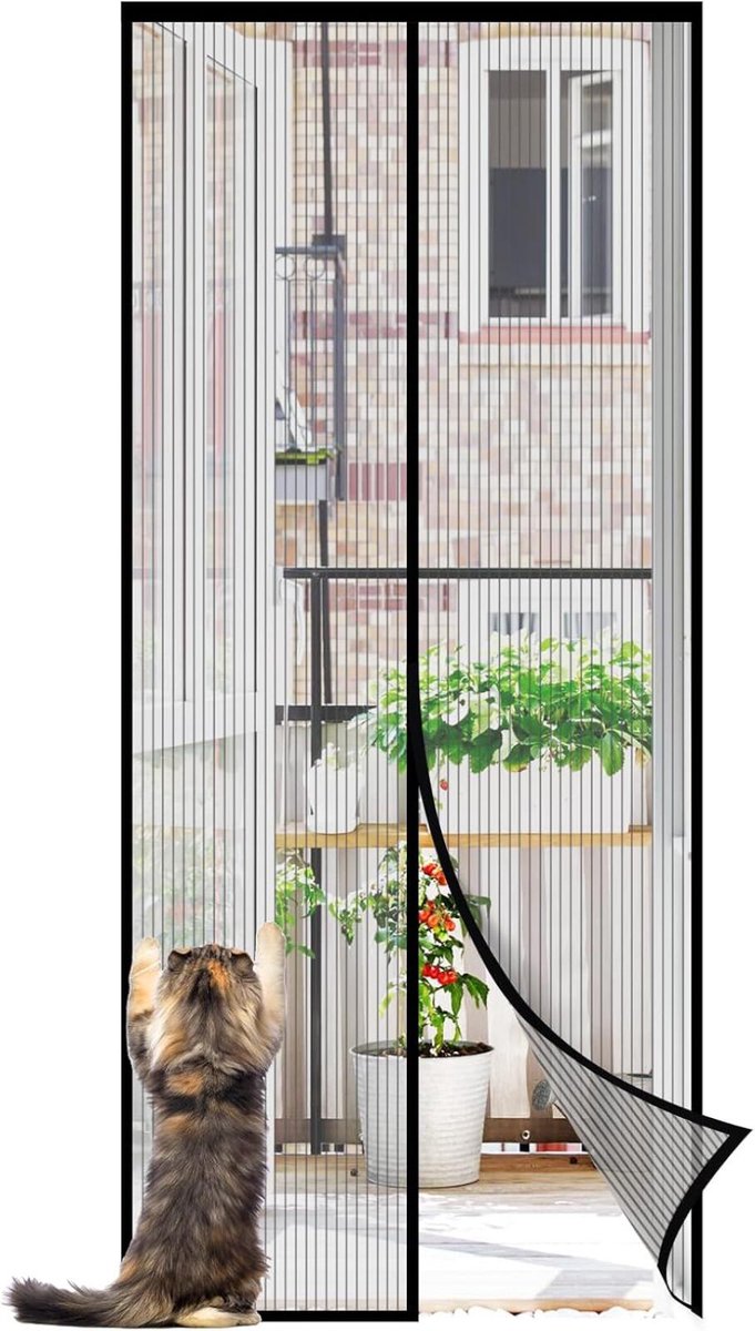 Deurgordijn - Vliegengordijn - Magnetisch - Vliegengordijn Magnetisch - Luxe Deurhor - Deurgordijn - Horgordijn Deur - balkon - magnetisch gordijn - insectenbescherming - 1 stuk - 100cm x 210cm - Deurhor Zwart