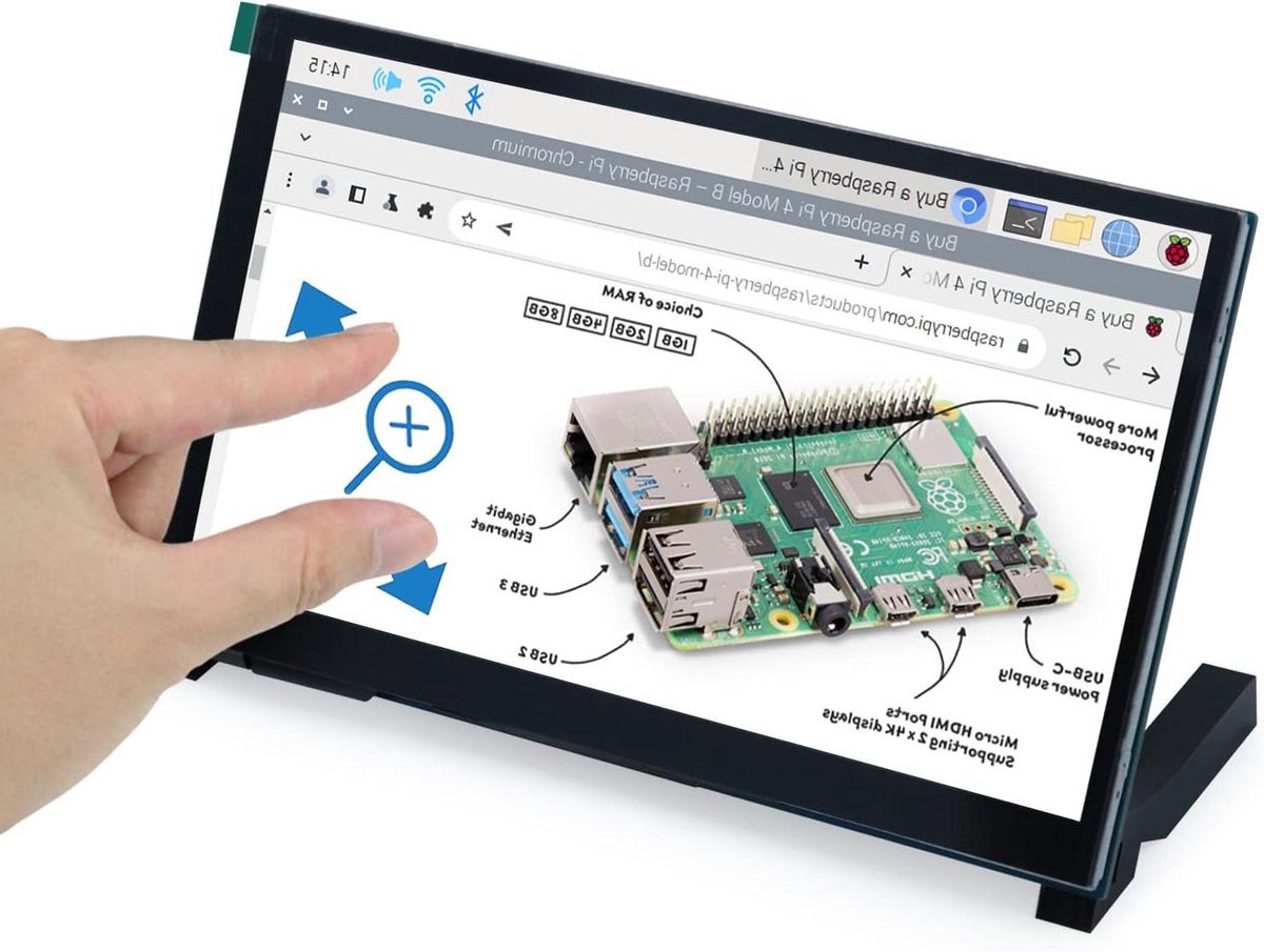 Touchscreen Monitor - IPS Display - Projecten Sturen - Driver-Vrij - 7 Inch - Zwart