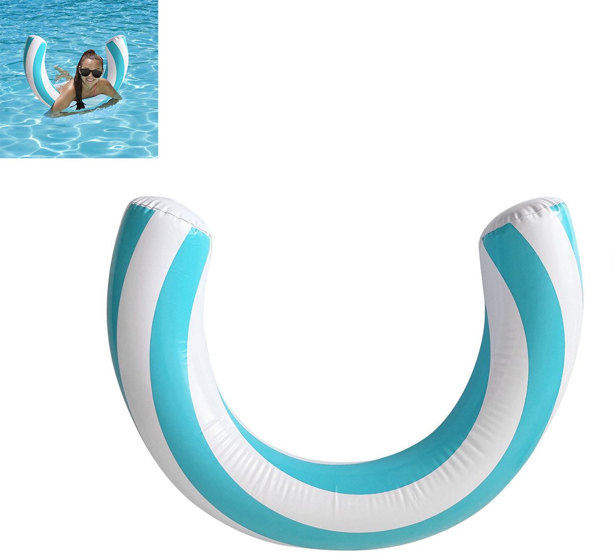 Gebogen zwembadmatrassen - Opblaasbare zwemband - U-Vormige Drijver - Zwembadaccessoire - Waterflotter - Comfortabel te gebruiken, goede drijfvermogen, geschikt voor recreatie - PVC - 60×75 cm - Voor Zwembad En Zomerfeest - Blauw