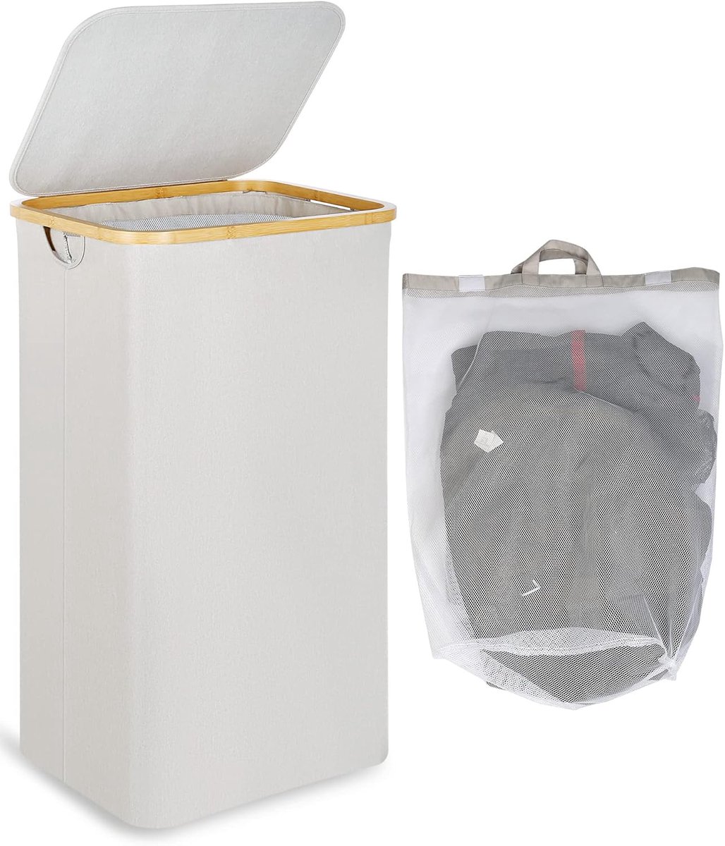 SnelShoppen - Grote Vouwbare Wasmand met Deksel 100L, XL Organiser voor Kleding en Speelgoed, Ideaal voor Kinderen en Thuisgebruik, 33.5x42x74 cm