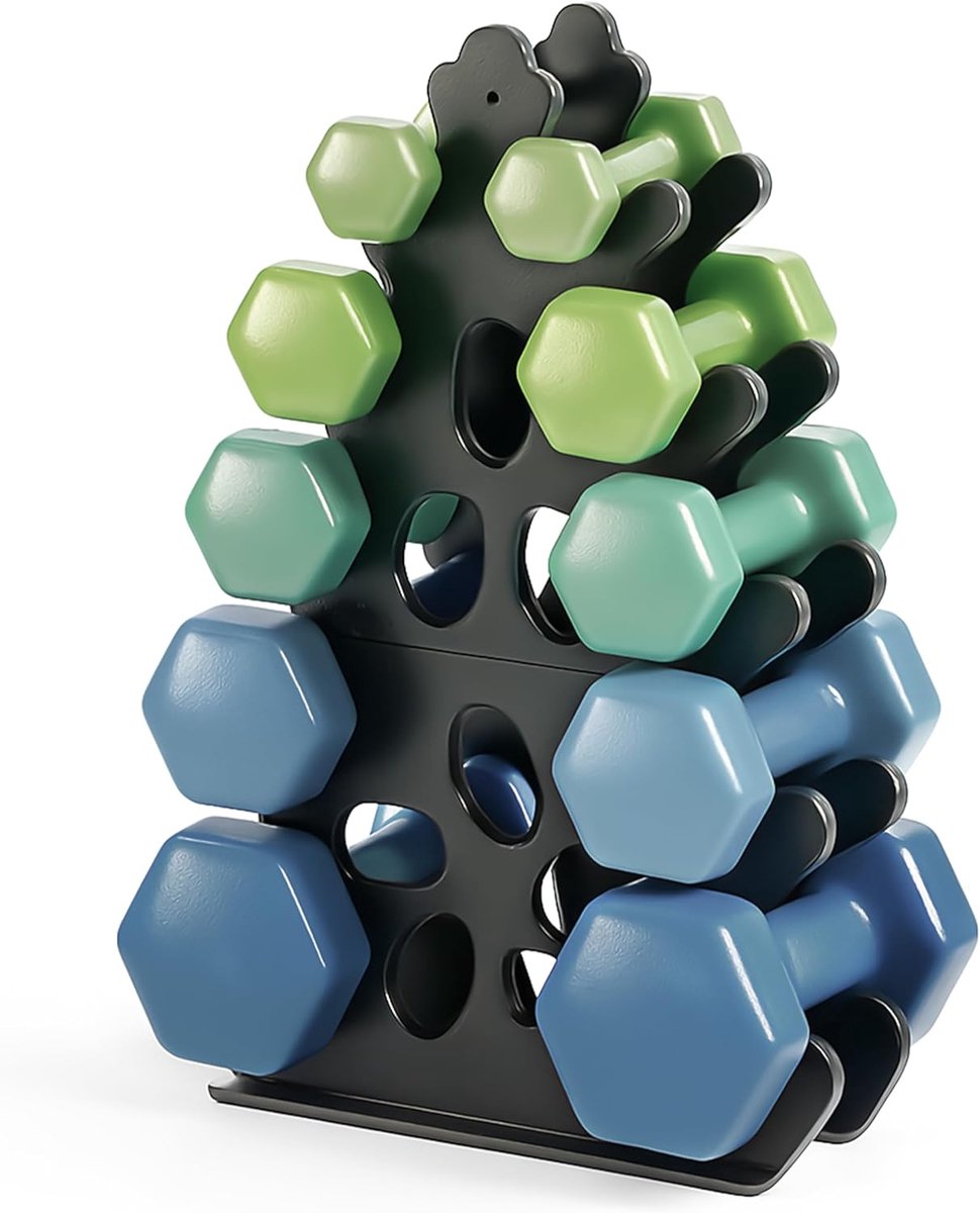 SnelShoppen - 5-Tier Dumbbell Rack voor Thuis & Gym - Stabiele A-Frame Gewichtenhouder - Metalen Dumbbell Opberger voor 10 Paar Dumbbells