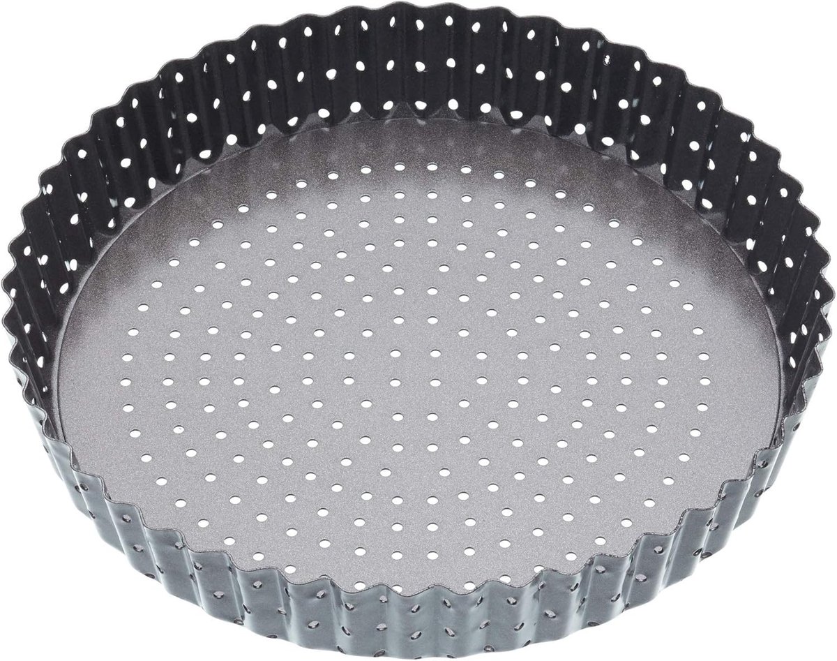 SnelShoppen - Crusty Bake Taartvorm met Losse Bodem en Golfrand, Non-Stick Quiche Mould van Staal, 20x20x4 cm, Ideaal voor Taarten, Quiches en Gebak