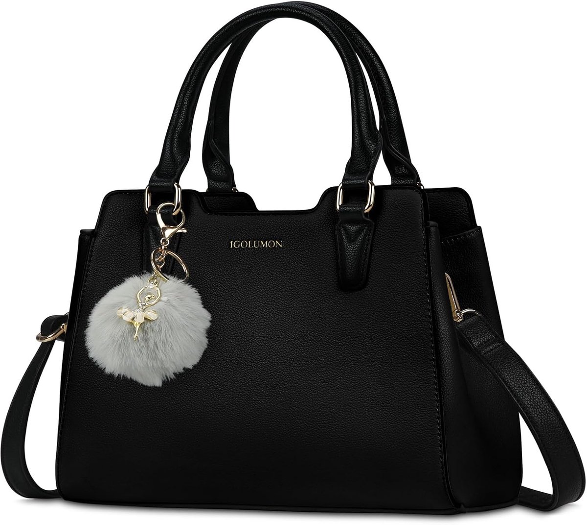 SnelShoppen - Dames Handtas PU Leer Schoudertas - Stijlvolle Handbag voor Vrouwen - Elegante Handtas met Handvat - Reis- en Schooltas - Zwart