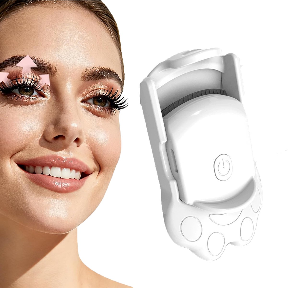 KZQ USB-oplaadbare elektrische wimperkruller - Snel opwarmend en lichtgewicht - Antislip handvat en schattig ontwerp - Perfect voor vrouwen - Wit