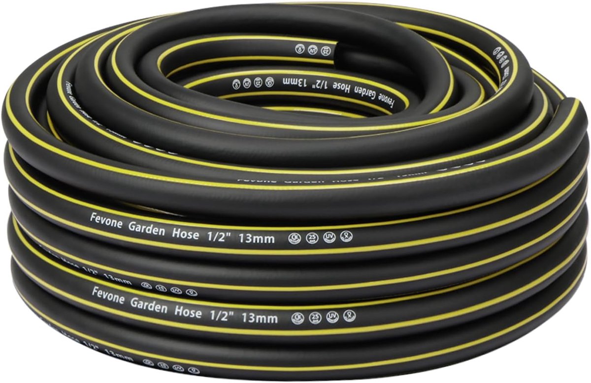 SnelShoppen - Tuinslang 20m - Flexibel en Robuust - 13mm (1/2 Zoll) - Hybride Polymer - Knickbescherming - Zwart/Geel - Ideaal voor Tuin en Buitengebr