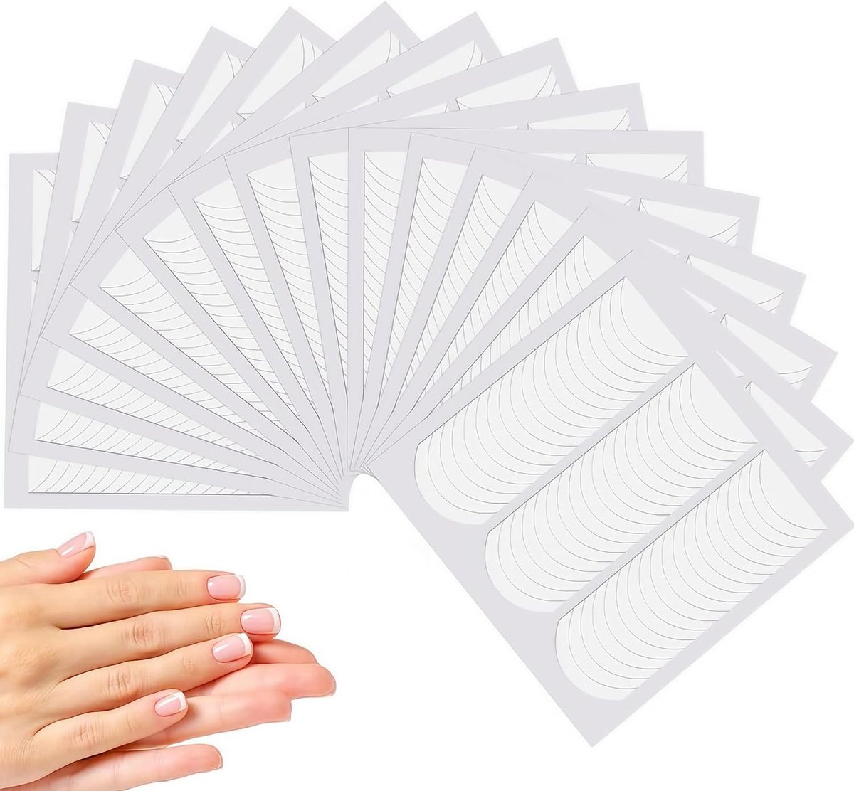 SnelShoppen - French Manicure Stickers - 25 Vel - Zelfklevende Franse Nagel Templates - Maanshaped Design - 54 Stencils per Vel voor DIY Manicure Deco