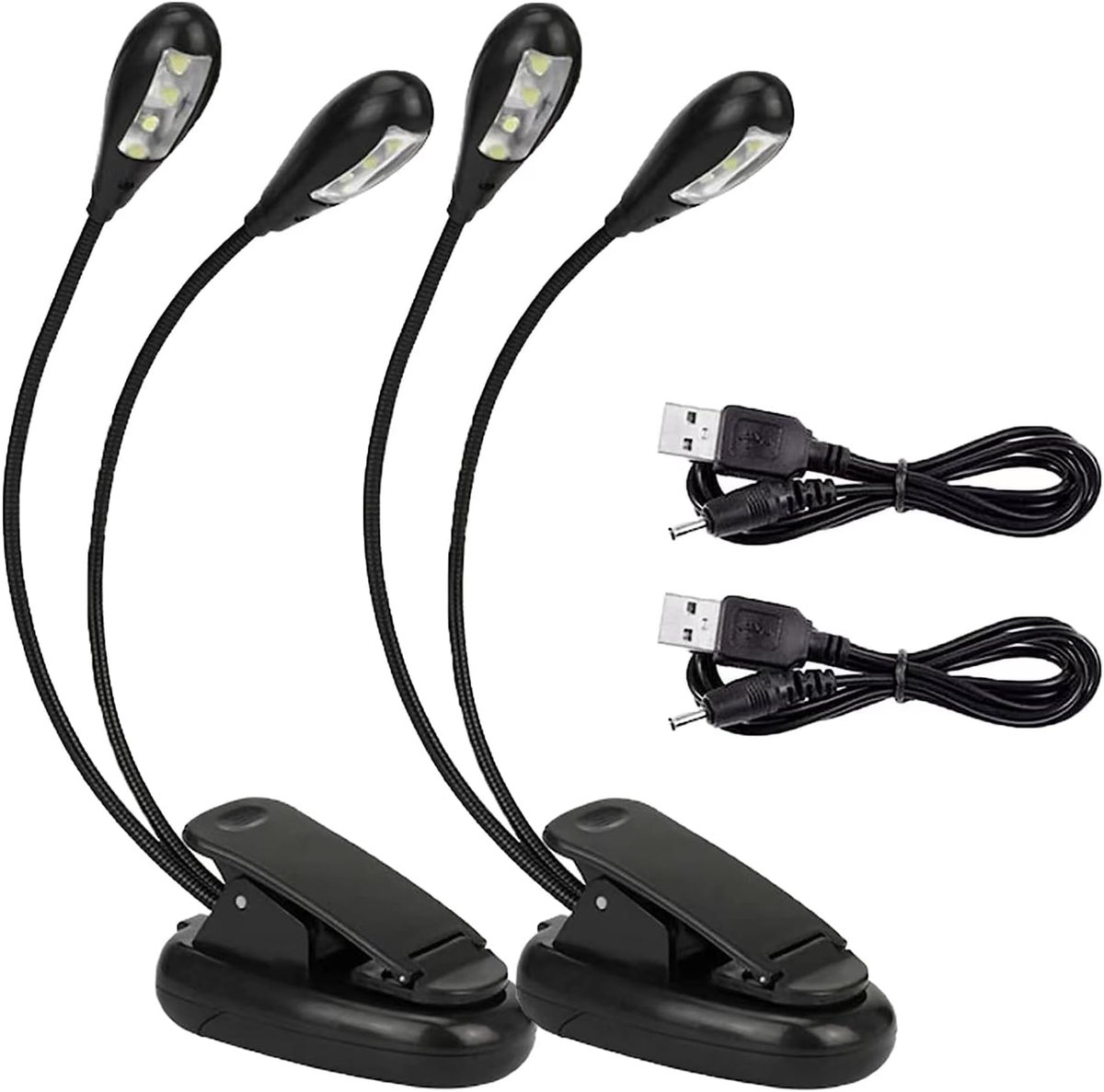 SnelShoppen - 2 pcs LED Lamp met USB Kabel, 8 Heldere LED Lichten, Aanpasbare Helderheid en 2 Modussen, Geschikt voor Piano Stand, Bureau, Notenstand,