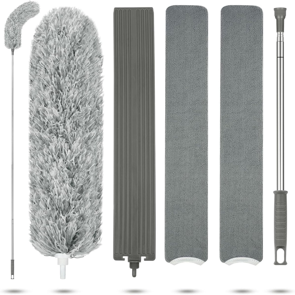SnelShoppen - Telescopische Stofzuiger 244 cm - Microvezel Spider Web Verwijderaar - Wasbaar voor Sofa, Plafondventilator, Meubels, Spinrag