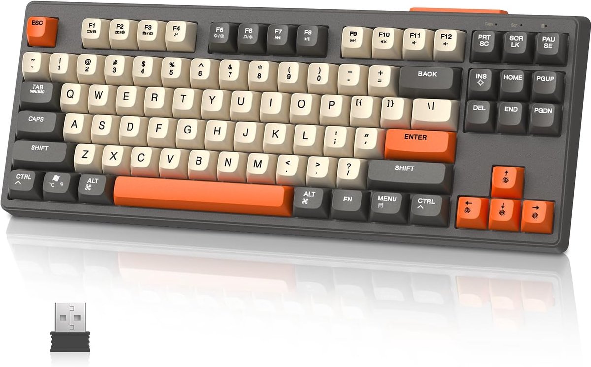 SnelShoppen - M87 TKL Draadloos Gamingtoetsenbord met Dubbele Modus, Bluetooth & 2,4 GHz, PBT Keycap, 4000 mAh Oplaadbare Batterij, Regenboog Verlicht