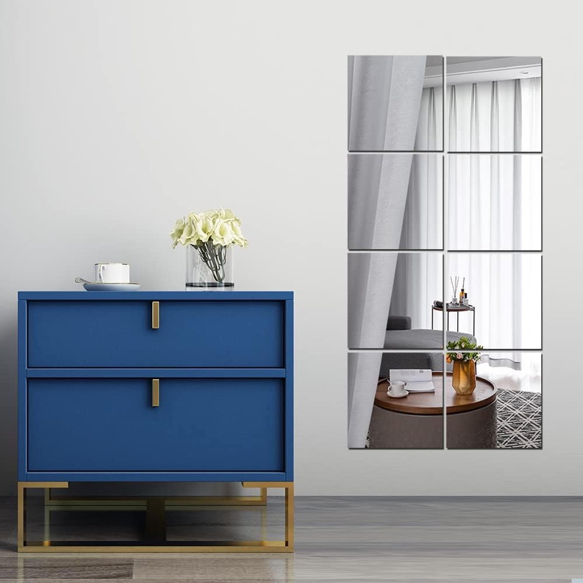 SnelShoppen - Volledige Lengte Wandspiegel - Full Body 8 Stuks Acryl Plexiglas, Frameloze Wandspiegel Boven de Deur voor Thuis, Gym, Dans en Slaapkame