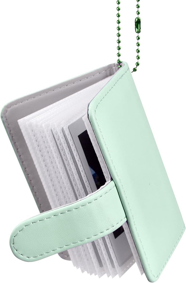 SnelShoppen - Mini Fotoalbum 32 Zakken voor Fujifilm Instax Mini Film - Draagbaar Mintgroen met Sleutelhanger - Compatibel met Instax en Polaroid Foto