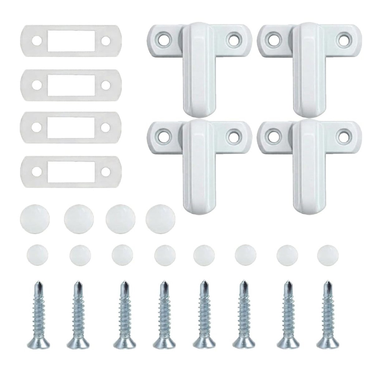 SnelShoppen - 4 Stuks Raambeveiliging Voor Kinderen, Inbraakbeveiliging Ramen, Aluminiumlegering Grendels, Witte Extra Vergrendeling Voor UPVC-Houten