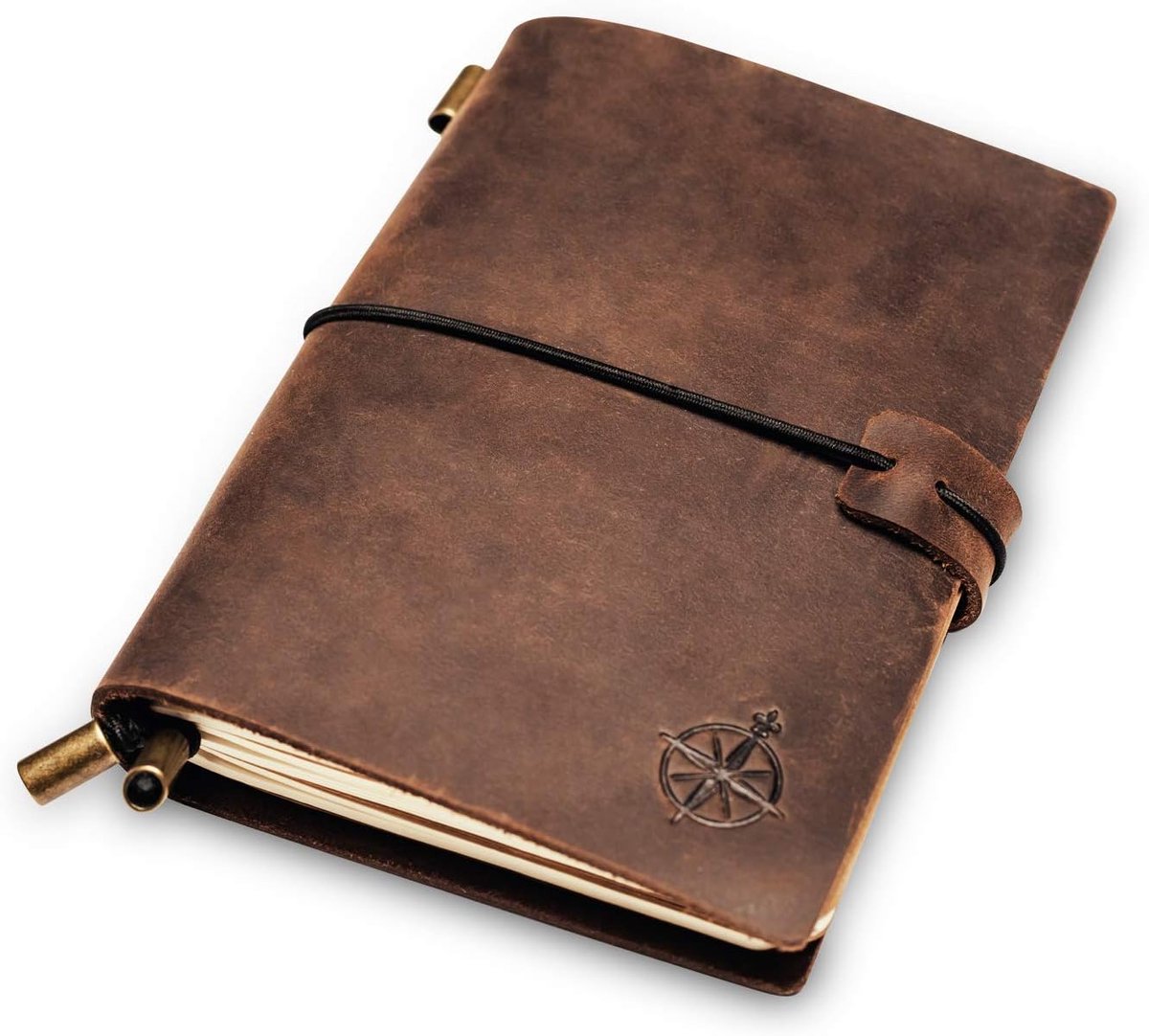 SnelShoppen - Wanderings Pocketnotitieboek 10x13 cm - Klein, Paspoortformaat - Navulbaar Leren Journal - Handgemaakt Met 80 GSM Blanco Inlegvellen - I