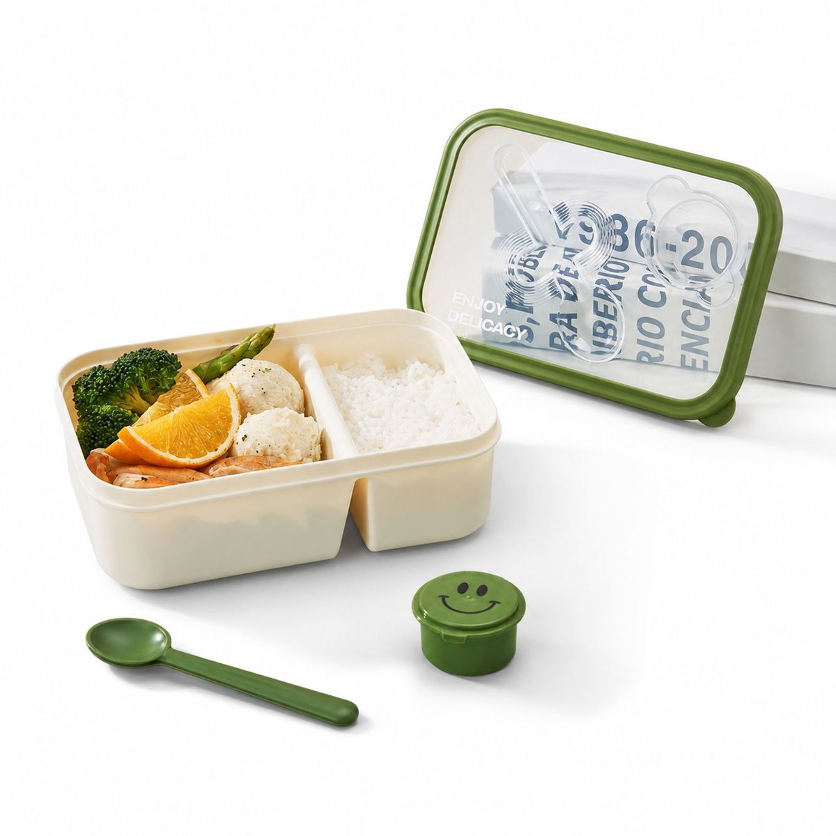 VHV - Broodtrommel - Lunchbox - Lunchbox met Vakken - 1100ml - Lekvrije Broodtrommel voor Gezonde Lunch - Inclusief Bestek - BPA-vrij - Ideaal voor Meal Prep, Dieet & Kantoor - 20.5x14.2x6.5 cm