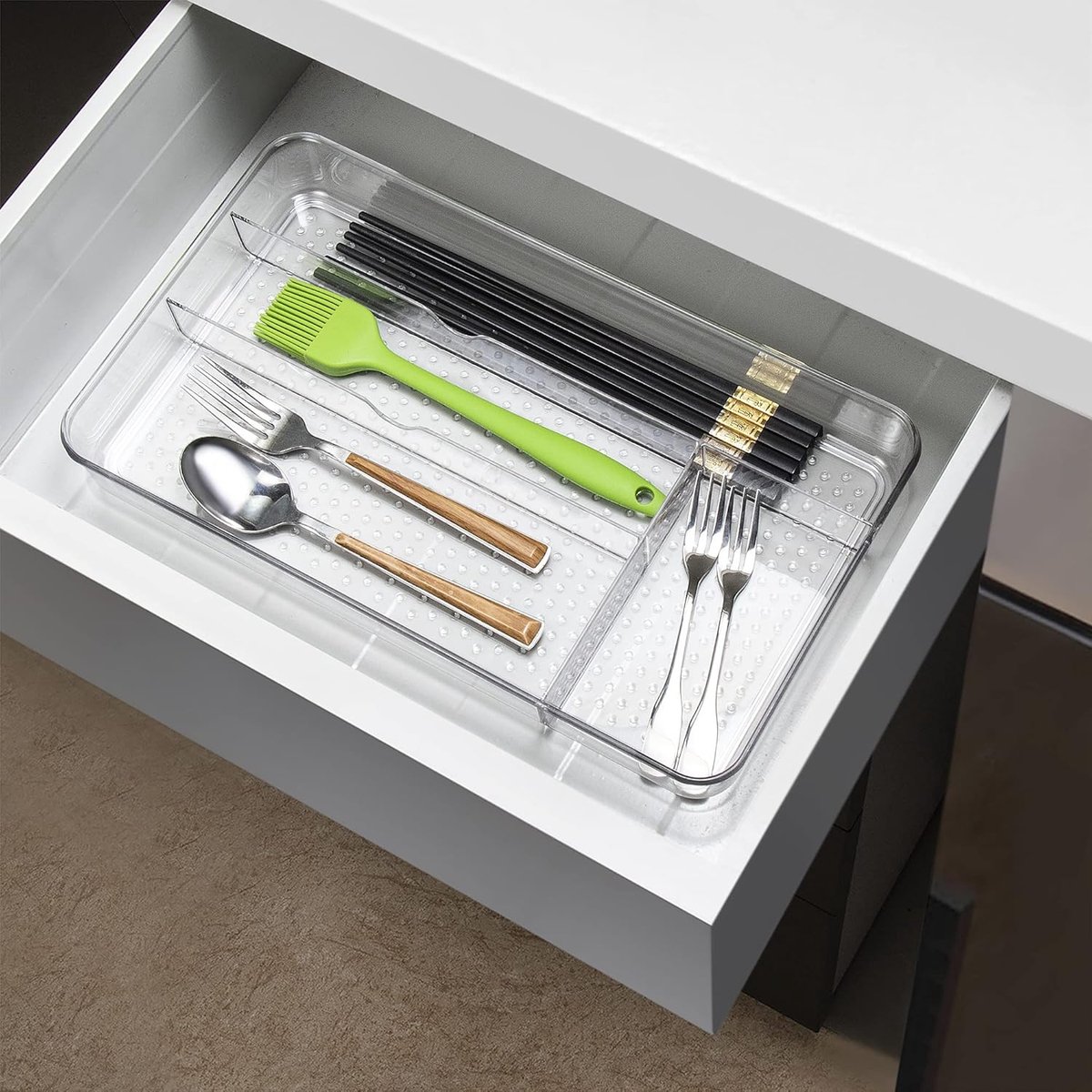 SnelShoppen - Antislip Besteklade Organizer voor Keuken, Cosmetische Lade voor Make-up Opslag, Multifunctionele Lade Organizer voor Slaapkamer en Woon
