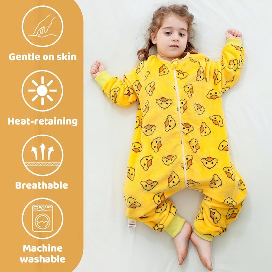 Warme Flanellen Slaapzak met Voeten en Mouwen voor Baby en Peuter - 2,5 TOG Winter Pyjama — afbeelding 5