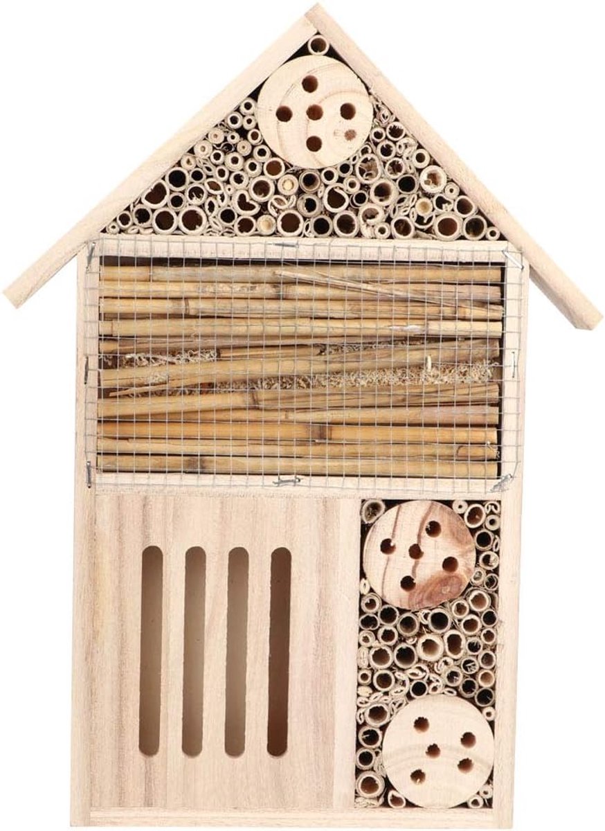 SnelShoppen - Houten Insectenkamer Insectenhuis Bijenhuis Nestkast voor Tuin Insecten Habitat Buiten Type A - Decoratief en Praktisch Voor Bijen en In