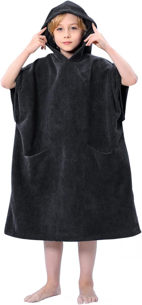 SnelShoppen - Towel Poncho met Capuchon voor Kinderen, Zachte Strand Poncho, Surf Poncho, Bad Poncho, Sneldrogende Badcape, Ideaal voor Vakantie, Zwem