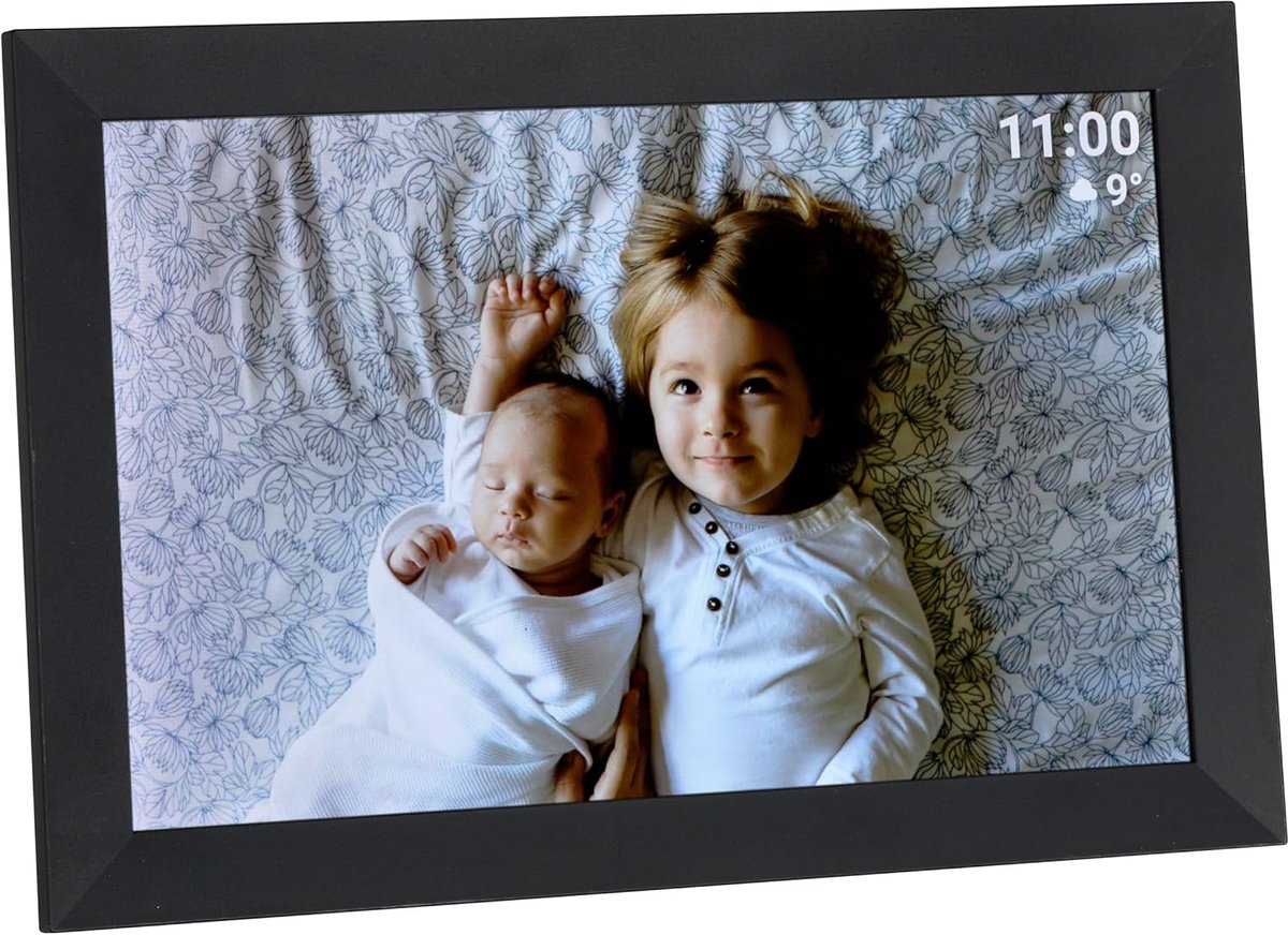 SnelShoppen - 10 Inch Digitale Wifi Fotolijst met FRAMEO App, USB Poort, Video en Foto's, Tijd en Weersweergave, Eenvoudige Installatie, Zwart