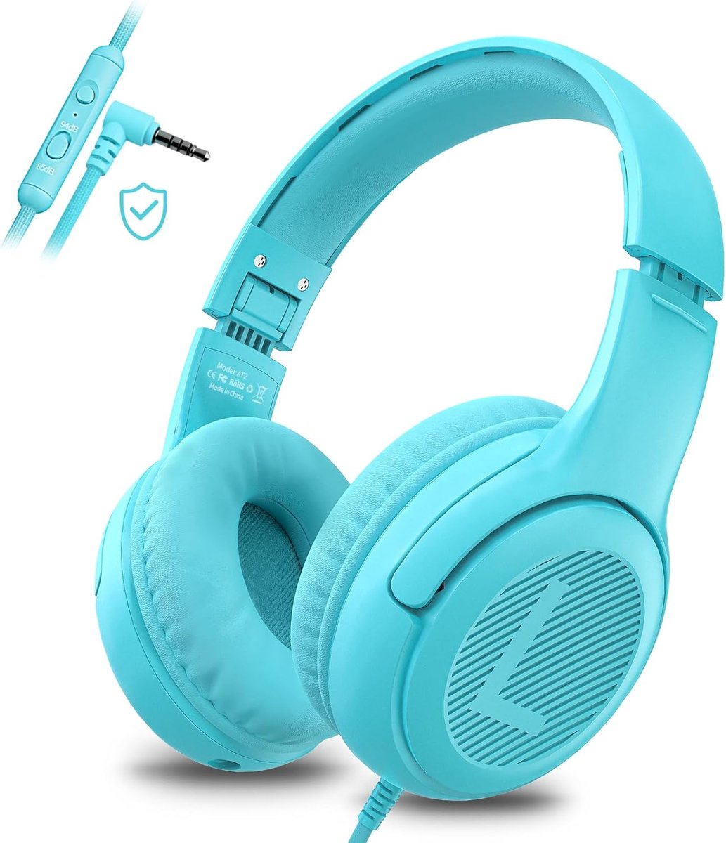 SnelShoppen - Hoofdtelefoon voor Kinderen en Peuters, Bedraad - Volumebegrenzing 85/94dB - 3.5mm Jack - Verstelbare Vouwbare Hoofdtelefoon voor Jongen