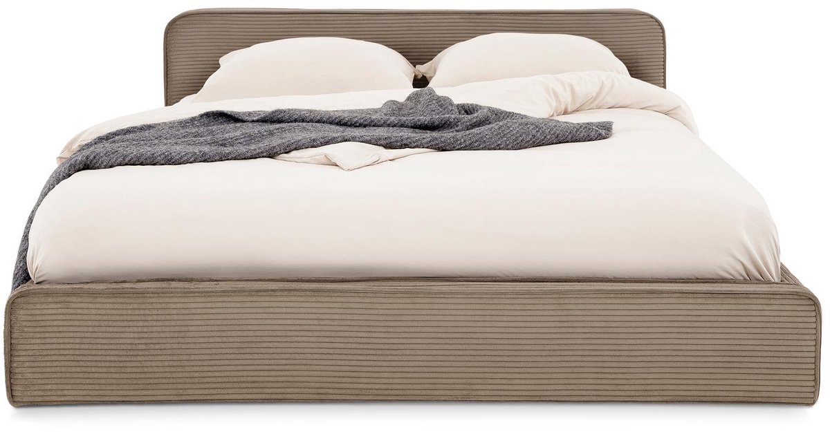 Gestoffeerd bed CURSIO 140x200 cm met lattenbodem – taupe