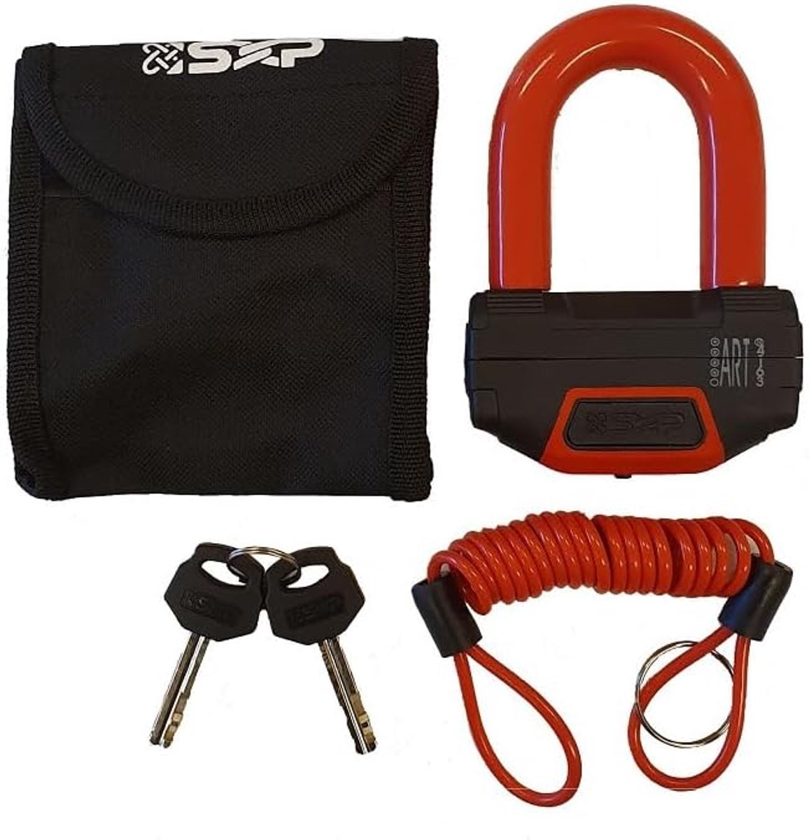 SnelShoppen - Disc Brake Lock ART 4 - Hoogwaardige Motorbeveiliging - Stevig en Compact - Rood - Geschikt voor Scooters en Motorfietsen