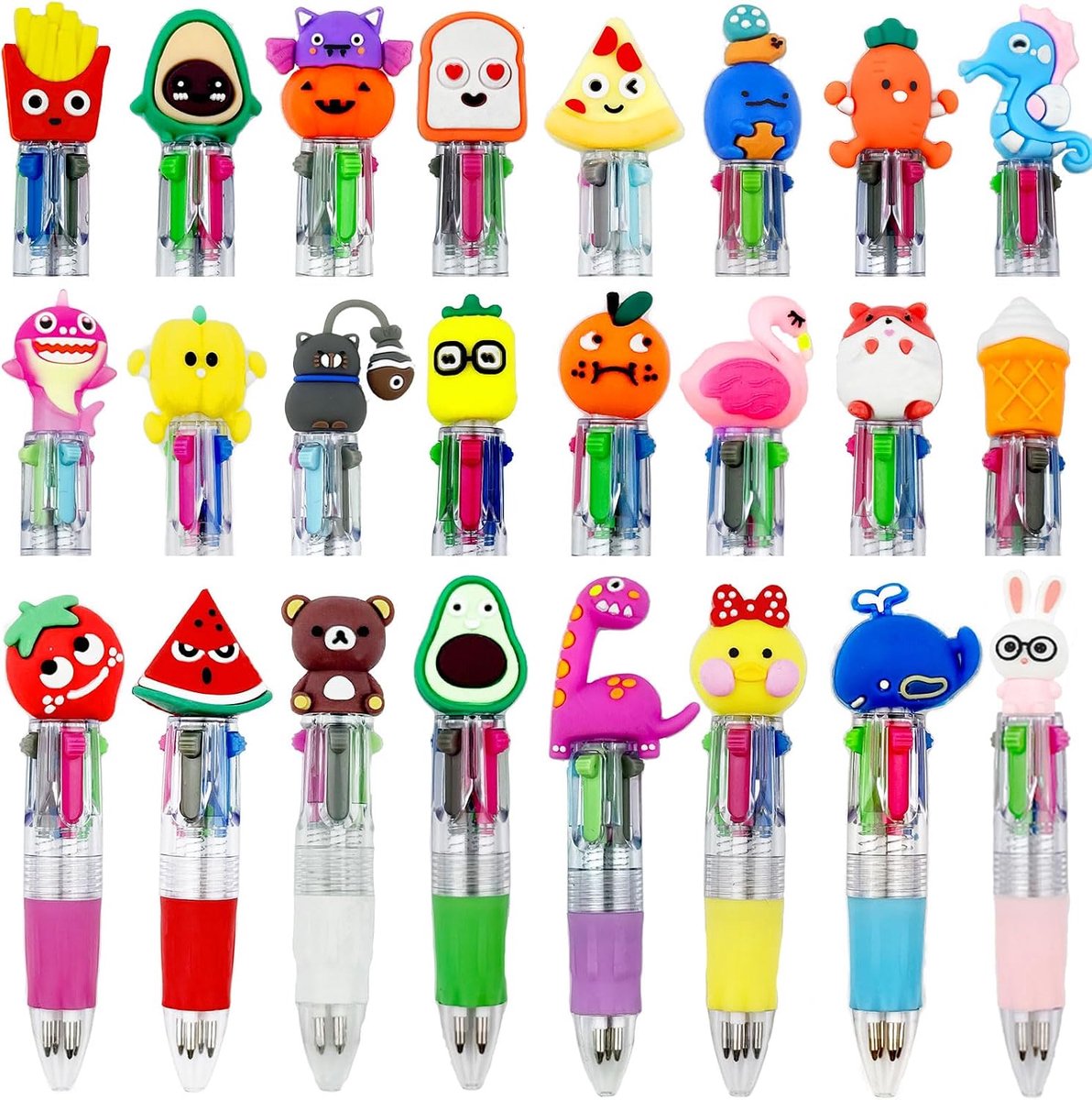 4-in-1 Balpennen - Multicolor Pennen - Creatief Schrijven - Verschillende Kleuren - 24 Stuks - Gemengd