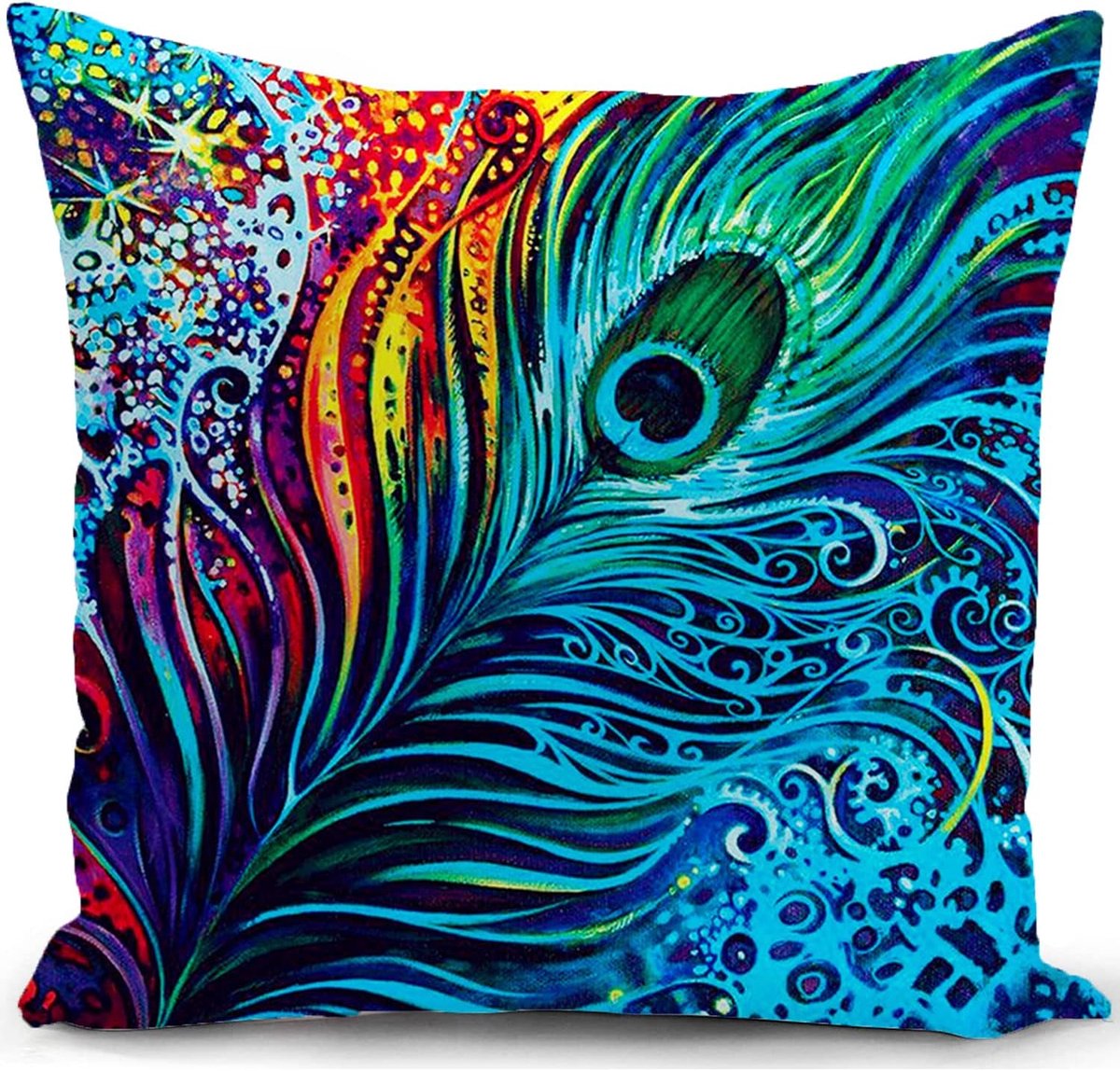 SnelShoppen - Kussenhoes 40x40 cm in Prachtig Pauwenblauw - Decoratie Kussens voor Bank, Slaapkamer, Woonkamer, Auto, Feest, Lichtgewicht en Ademend M