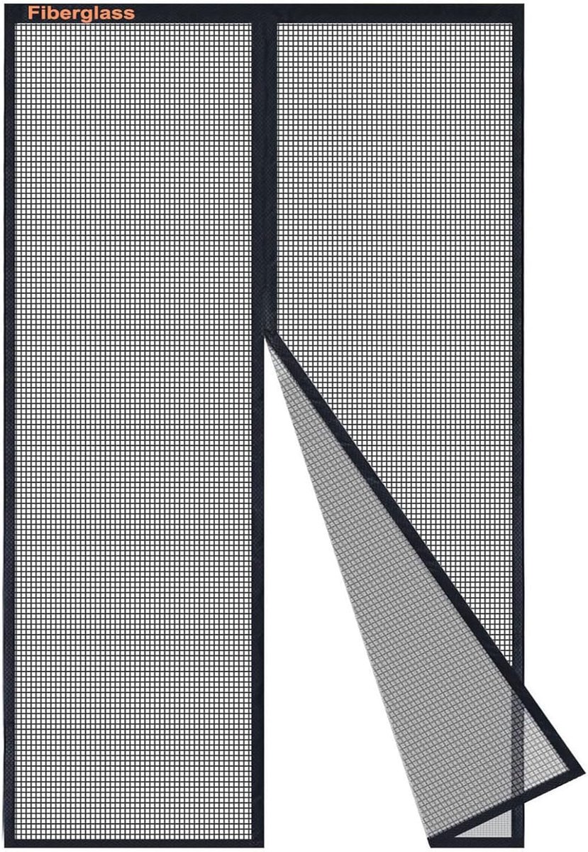 SnelShoppen - Magnetische Vliegenhor Deur 100x210cm, Zwart Fiberglas Hordeur, UV-Bescherming, Versterkte Insectenbescherming voor Balkondeur en Woonka