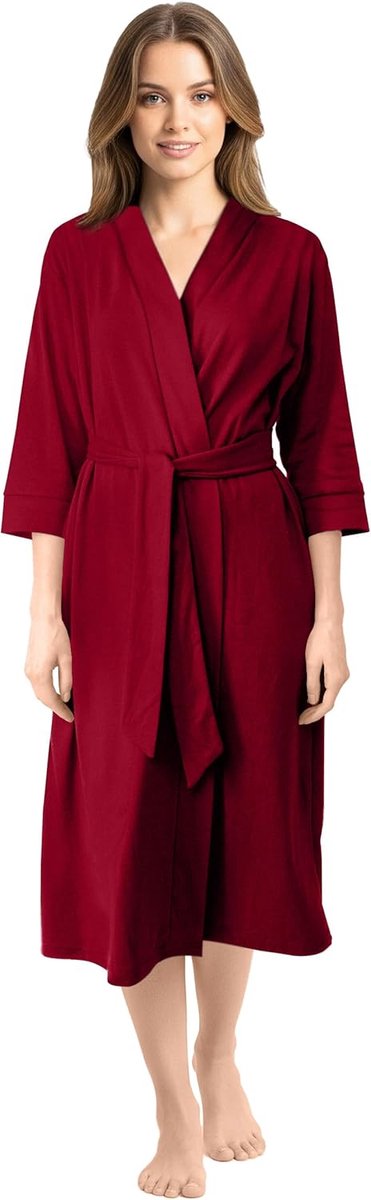 SnelShoppen - Luxe Dames Fleece Badjas | Super Zachte Katoenen Gebreide Dressing Gown | Lichtgewicht Badjas, Lounge Kleding en Nachtkleding voor Alle