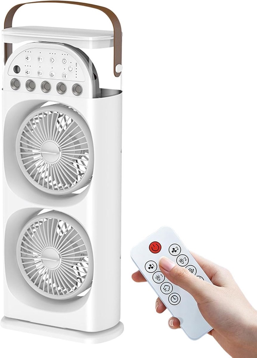SnelShoppen - Tower Fan voor Bureau met 3 Snelheden, 7 Kleuren Licht & Mistfunctie | Compacte Staande Ventilator voor Slaapkamer, Woonkamer, Kantoor,