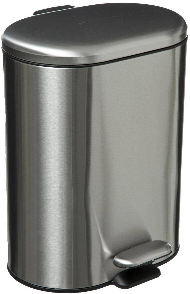 SnelShoppen - Vuilnisbak Badkamer 6L, Metalen Afvalemmer, Soft Close, Pedalen, Roestvrij Staal, Compact, Stil, Voor Thuis en Kantoor
