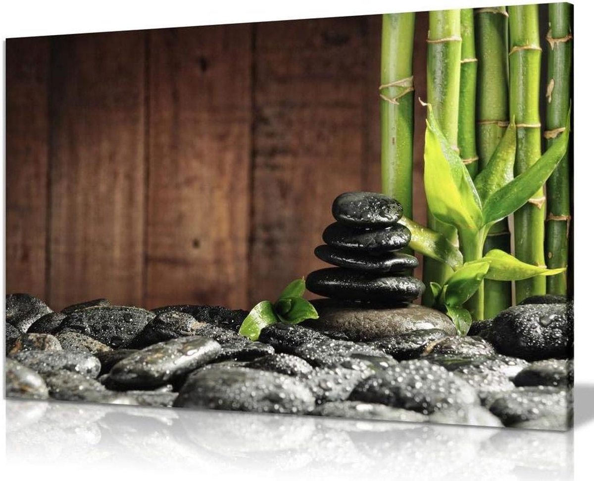 Canvas Muurkunst - Wanddecoratie Print - Ruimte Verfraaien - Botanische Spa Vibe - 31x20cm - Groen
