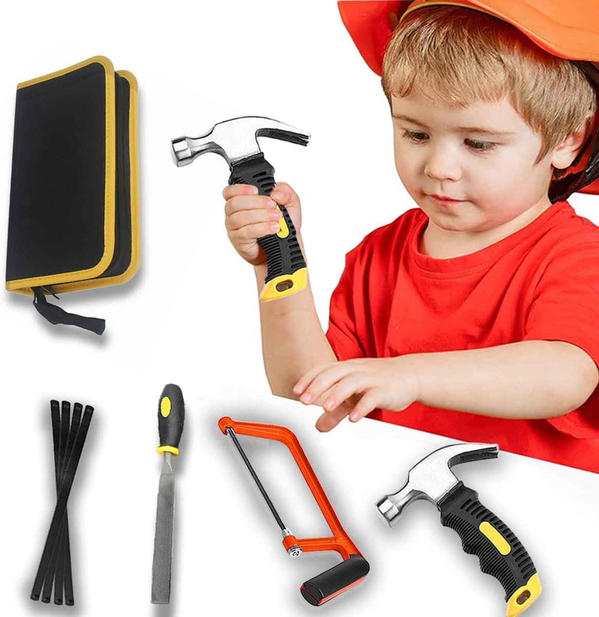 SnelShoppen - Kids Gereedschapset met Echte Handgereedschappen voor Thuisbouw en Houtbewerking, Compleet met Hamer, Handzaag, Grater en Meer voor Kind