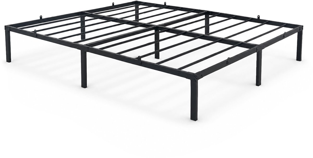 Metalen Bed / 160x200 cm / Opklapbaar Logeerbed / Metalen Lattenbodem / 9 Poten / 20 Latten/ Zwart
