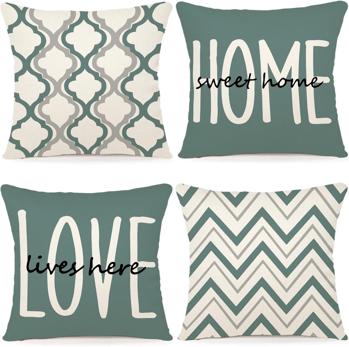 SnelShoppen - Set van 4 Kussenhoezen 40x40cm - Katoen Linnen Decoratieve Kussens voor Sofa, Bed, Woonkamer, Slaapkamer, Buiten - Moderne Split Stripes