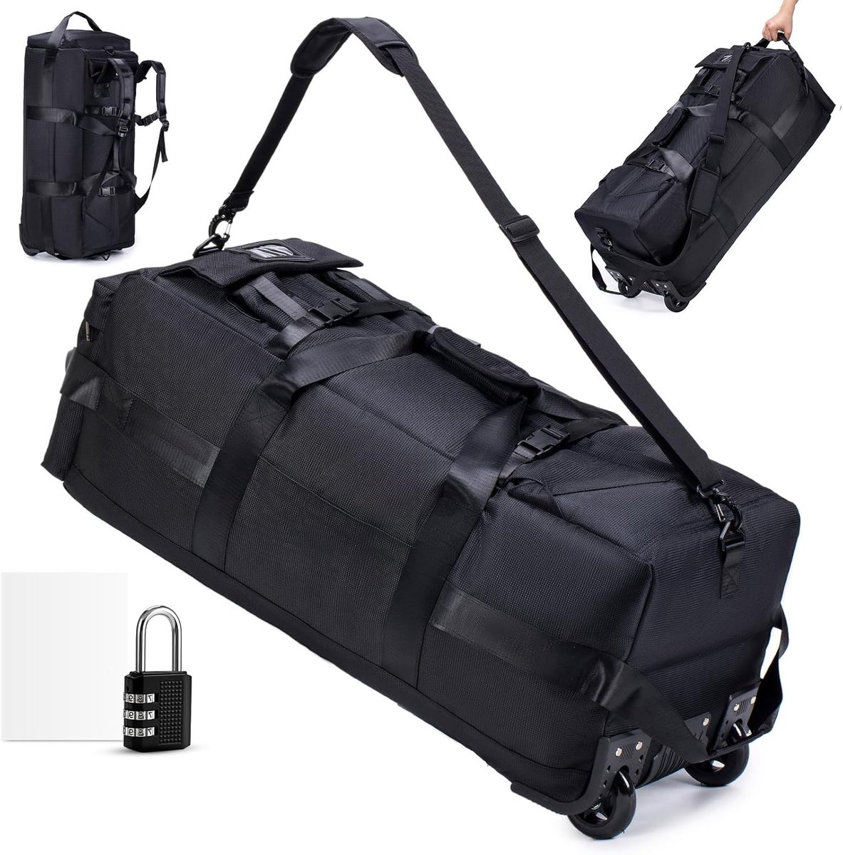 SnelShoppen - Grote Travel Bag met Wielen 85L - 3 in 1 Handbagage Tas met Combinatieslot - Waterdichte Oxford Rugzak - XL Backpack Koffers met Handvat