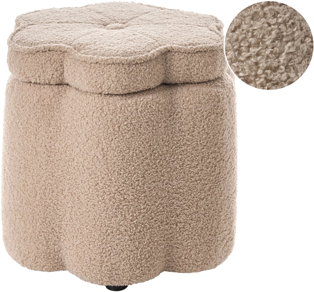 FLOWER - Kinderpoef met opbergruimte - Beige - Bouclé