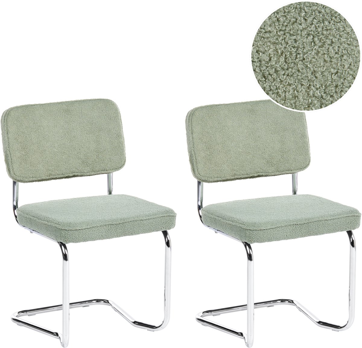 IRWIN - Eetkamerstoel set van 2 - Lichtgroen - Bouclé