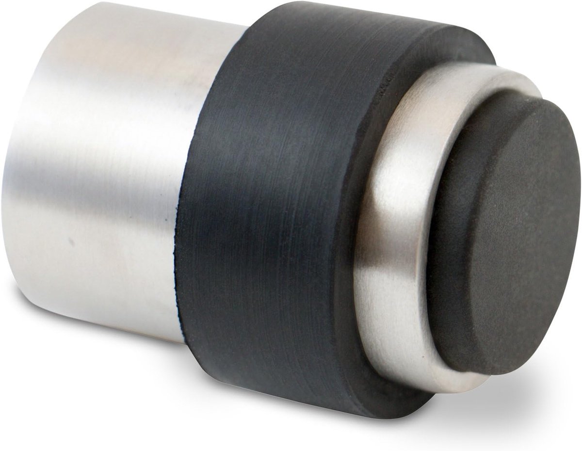 SnelShoppen - Stoppenwerk Door Stopper voor Schroeven - Vloer of Wandmontage - RVS Rubber Wanddeurstopper incl. Bevestigingsmateriaal Ø3.5 cm H:4.5 cm