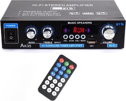 SnelShoppen - Mini Amplifier 500W met Bluetooth, FM Radio, USB, SD, RCA, MIC In - HiFi Stereo Audio Receiver voor Thuis, Karaoke en Auto