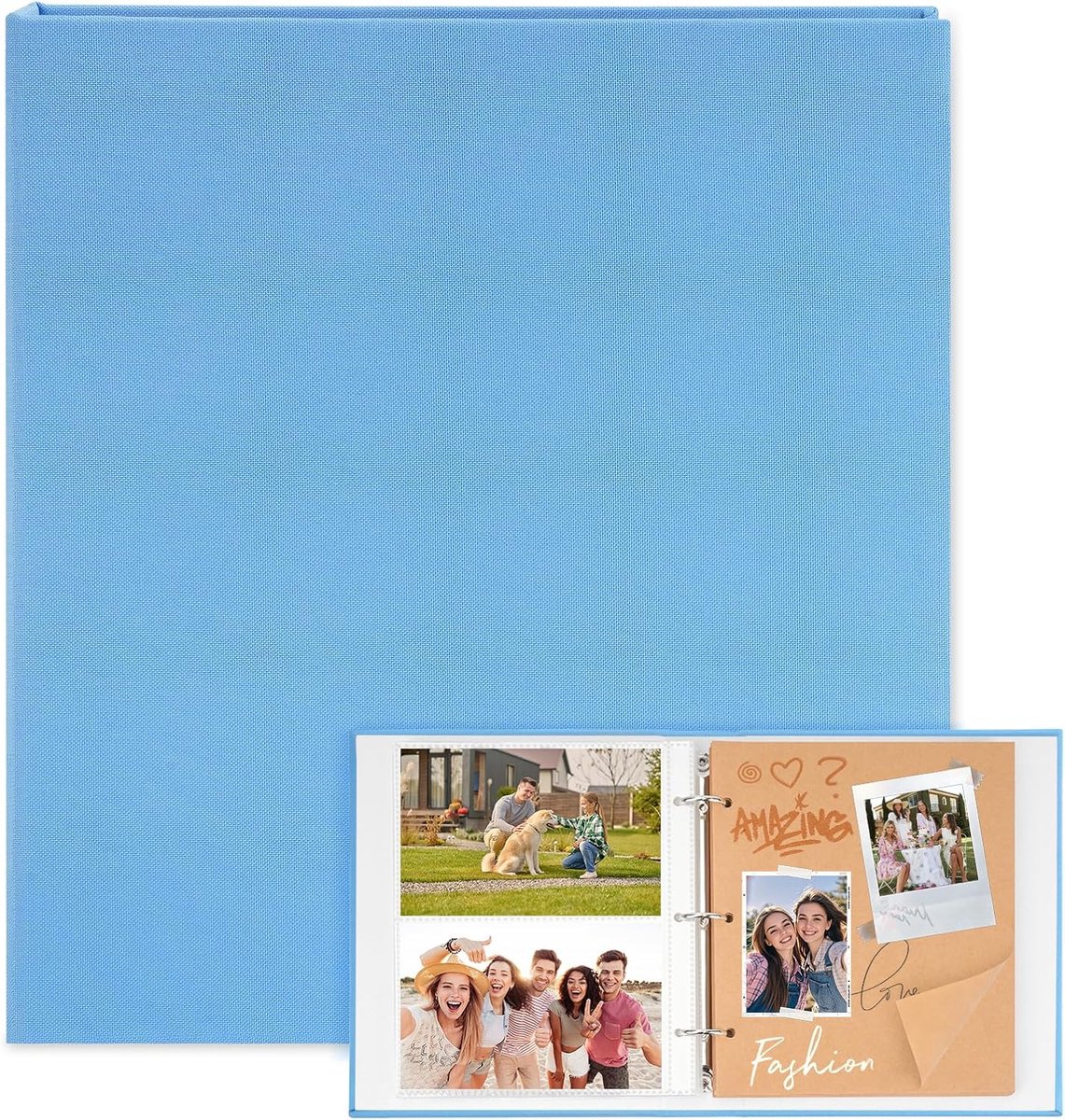 SnelShoppen - Linnen Fotoalbum Zelf Vormgeven, Insteekalbum 200 Folievakken (10x15), 30 Hoogwaardig Papier, Ruimte voor 300 Foto's, Robuust Fotoboek 2