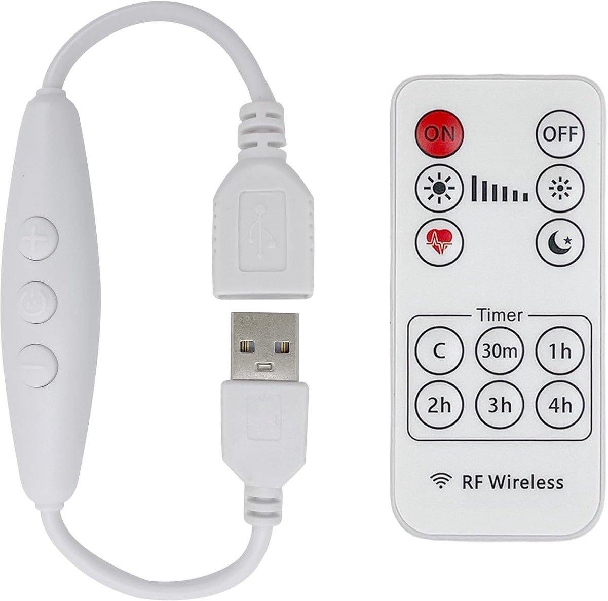 SnelShoppen - USB Dimmer Switch met Afstandsbediening - 6-Snelheden Dimming, Stepless Dimming, 2A Stroom, Wit - Perfect voor Thuis, Feesten en Tuin