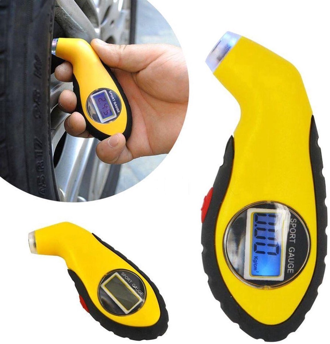 SnelShoppen - Digital Car Tire Pressure Gauge - Accuraat Bandenspanningmeter met LCD Display, Backlight, PSI, BAR, KPA en KG/CM² - Compact en Lichtgew