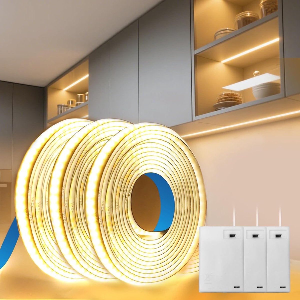 LED Strip Batterijen - Verlichting Set - Decoratieve Verlichting - COB Technologie - 3x1 Meter - Warm Wit
